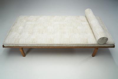 Danish Oak Daybed with Upholstered Mattress and Pillow Denmark ca 1950s