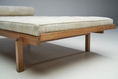 Danish Oak Daybed with Upholstered Mattress and Pillow Denmark ca 1950s