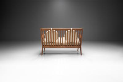 Danish Oak Two Seater Bench with Pillows Denmark ca 1950s