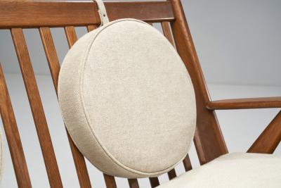 Danish Oak Two Seater Bench with Pillows Denmark ca 1950s