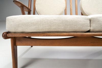 Danish Oak Two Seater Bench with Pillows Denmark ca 1950s