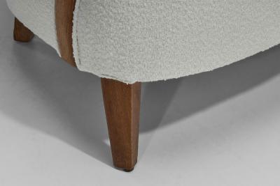 Danish Oak and Boucl Armchair Denmark ca 1940s