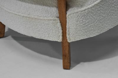 Danish Oak and Boucl Armchair Denmark ca 1940s