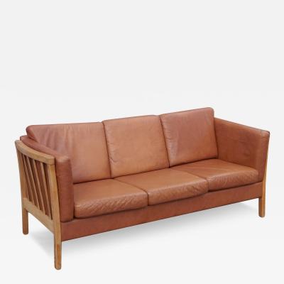 Danish Oak and Leather Sofa