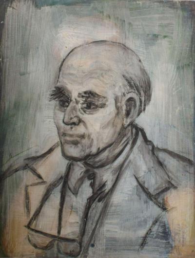 Danish Oil Portrait Mid Century Art Distinguished Gentleman signed Hansen