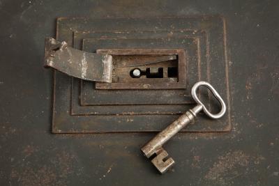 Danish Painted Steel safe with Hidden Lock 19th Century