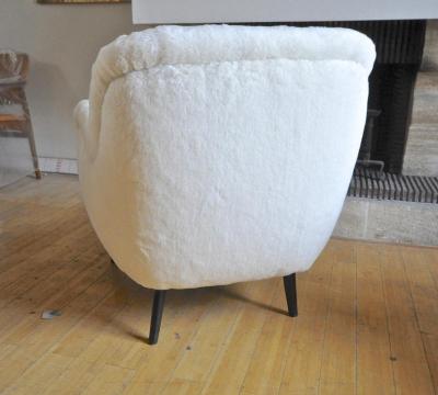 Danish Pair of Lounge Chairs Newly Covered in Teddy Bear Faux Fur