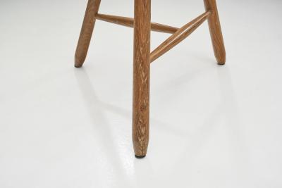 Danish Patinated Oak Tripod Stool Denmark ca 1940s