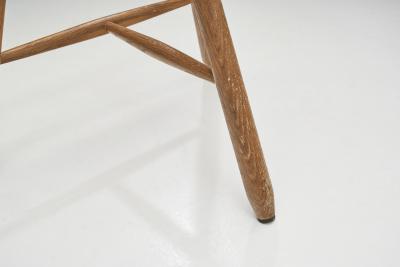 Danish Patinated Oak Tripod Stool Denmark ca 1940s