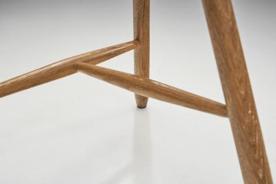 Danish Patinated Oak Tripod Stool Denmark ca 1940s