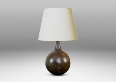 Danish Petite Art Deco Table Lamp in Patinated Bronze