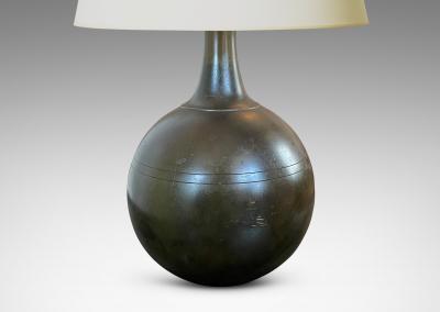 Danish Petite Art Deco Table Lamp in Patinated Bronze
