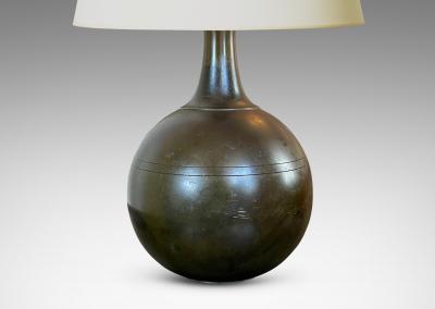 Danish Petite Art Deco Table Lamp in Patinated Bronze