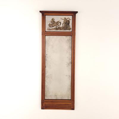 Danish Reverse Glass Painted Trumeau Mirror