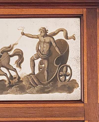 Danish Reverse Glass Painted Trumeau Mirror