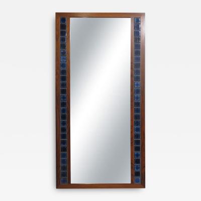 Danish Rosewood Mirror with Blue Tiles