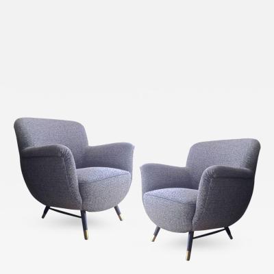 Danish Superb Design Pair of Chairs Newly Covered in Charcoal Chine Cloth