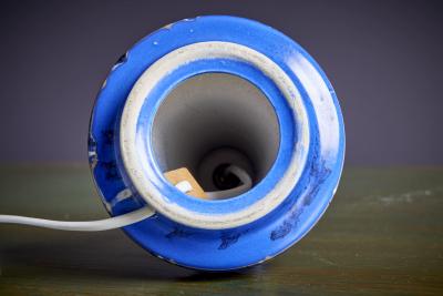 Danish Table Lamp in Blue Ceramic 1960s