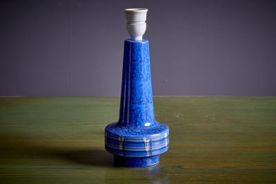 Danish Table Lamp in Blue Ceramic 1960s