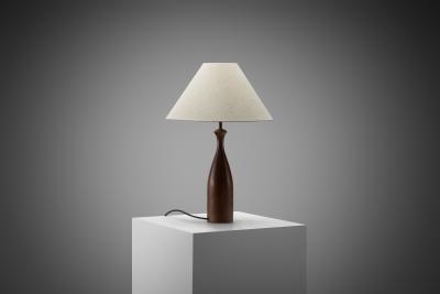 Danish Table Lamp with Solid Wood Base Denmark ca 1960s