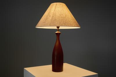 Danish Table Lamp with Solid Wood Base Denmark ca 1960s