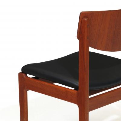 Danish Teak Dining Chairs in New Black Leather