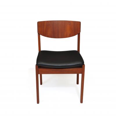 Danish Teak Dining Chairs in New Black Leather