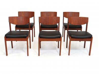 Danish Teak Dining Chairs in New Black Leather