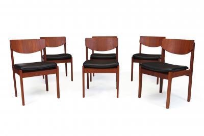 Danish Teak Dining Chairs in New Black Leather
