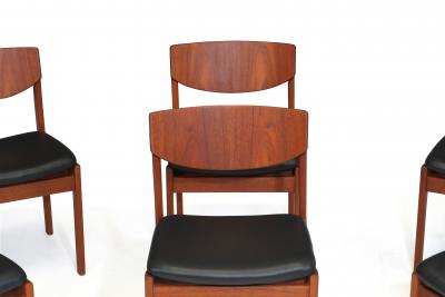 Danish Teak Dining Chairs in New Black Leather