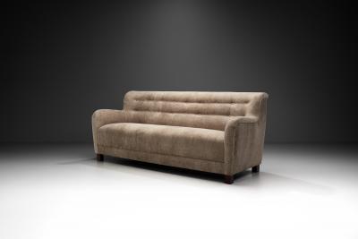 Danish Three Seater Sofa with Stained Beech Legs Denmark circa 1940s