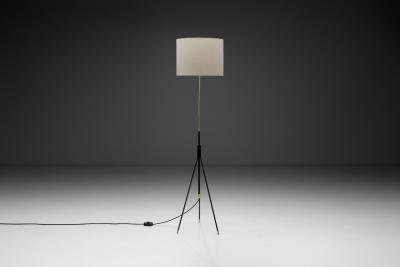 Danish Tripod Floor Lamp in Brass and Lacquered Metal Denmark Mid 20th Century