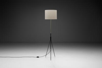 Danish Tripod Floor Lamp in Brass and Lacquered Metal Denmark Mid 20th Century