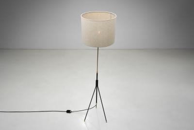 Danish Tripod Floor Lamp in Brass and Lacquered Metal Denmark Mid 20th Century