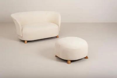 Danish Two Seater Sofa Upholstered in Casentino Tuscan Fabric Denmark 1940s