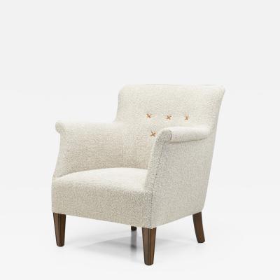 Danish Upholstered Easy Chair with Beech Legs Denmark 1940s