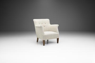 Danish Upholstered Easy Chair with Beech Legs Denmark 1940s