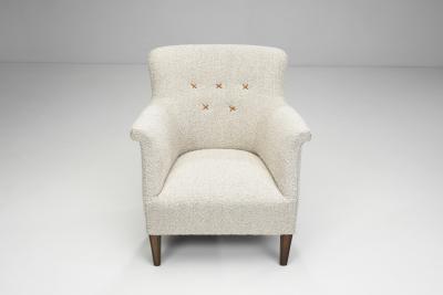 Danish Upholstered Easy Chair with Beech Legs Denmark 1940s