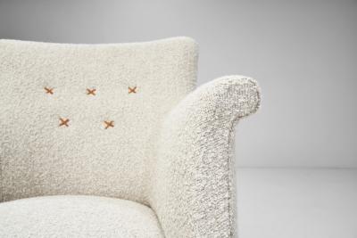 Danish Upholstered Easy Chair with Beech Legs Denmark 1940s