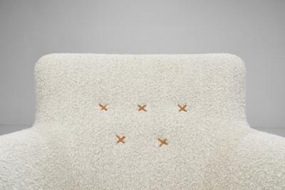 Danish Upholstered Easy Chair with Beech Legs Denmark 1940s