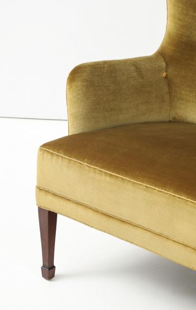 Danish Velvet Mahogany Sofa by Frits Henningsen