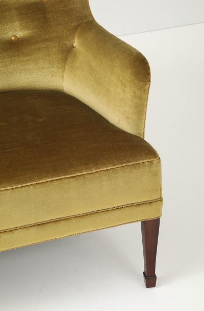 Danish Velvet Mahogany Sofa by Frits Henningsen