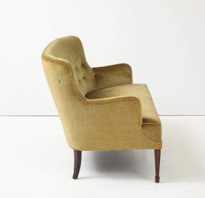 Danish Velvet Mahogany Sofa by Frits Henningsen