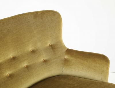 Danish Velvet Mahogany Sofa by Frits Henningsen