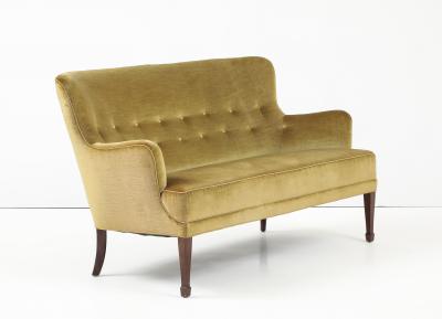 Danish Velvet Mahogany Sofa by Frits Henningsen
