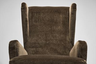 Danish Wingback Armchair with Oak Legs Denmark ca 1940s