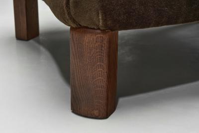 Danish Wingback Armchair with Oak Legs Denmark ca 1940s