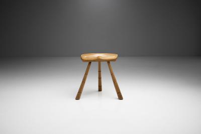 Danish Wooden Tripod Milking Stool Denmark 1940s