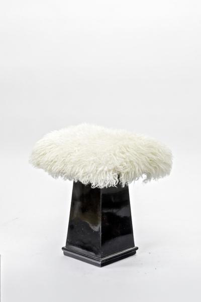 Danish art deco sheepskin fur covered stool
