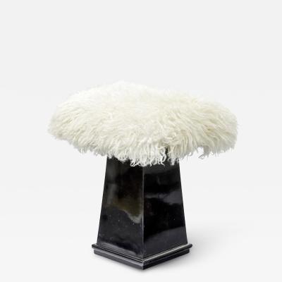 Danish art deco sheepskin fur covered stool